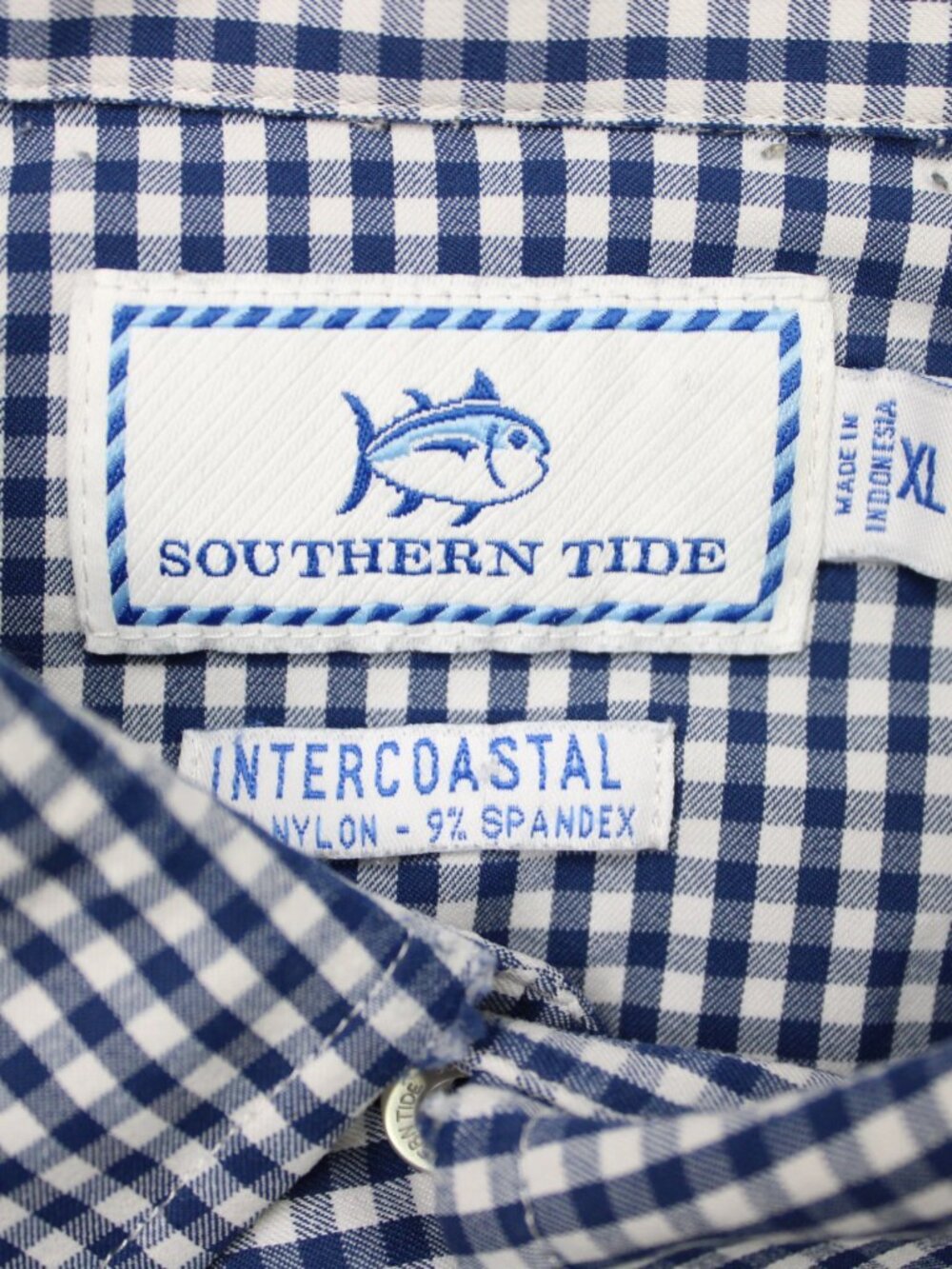 Southern Tide Notre Dame Shirt Men XL Blue Check Intercoastal Fighting Irish L/S - Picture 8 of 14